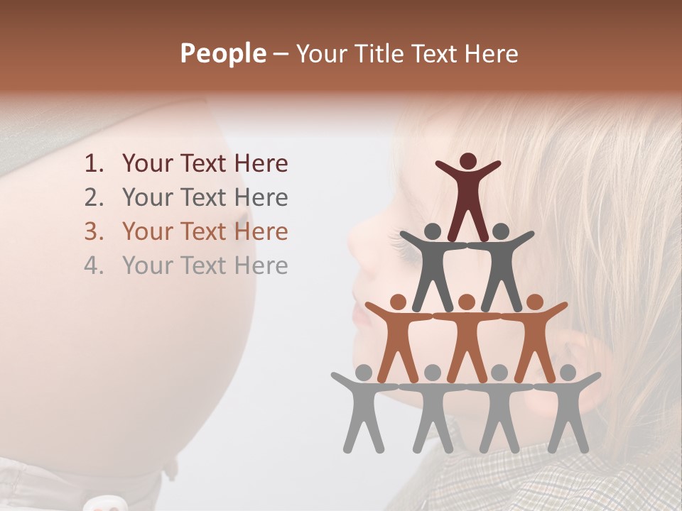 Little Boy Looking At His Mother's Belly. PowerPoint Template