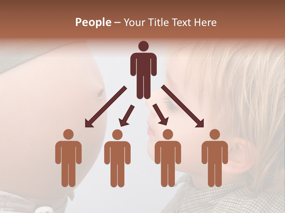 Little Boy Looking At His Mother's Belly. PowerPoint Template