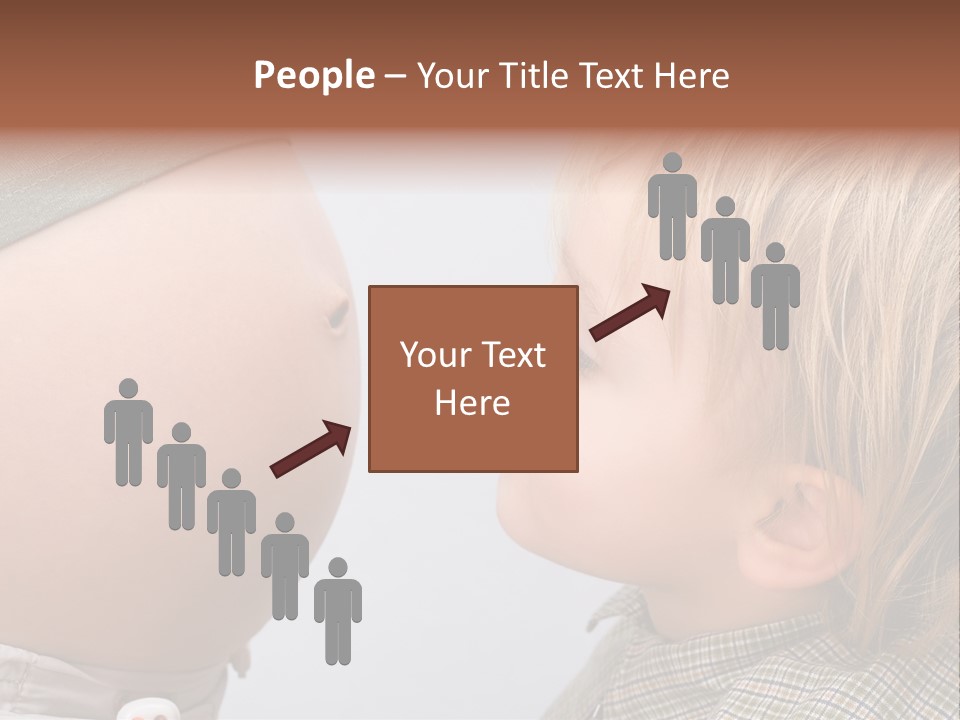 Little Boy Looking At His Mother's Belly. PowerPoint Template