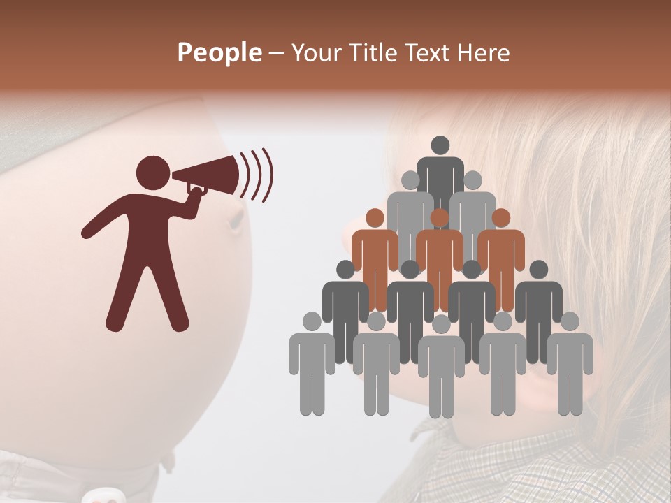 Little Boy Looking At His Mother's Belly. PowerPoint Template