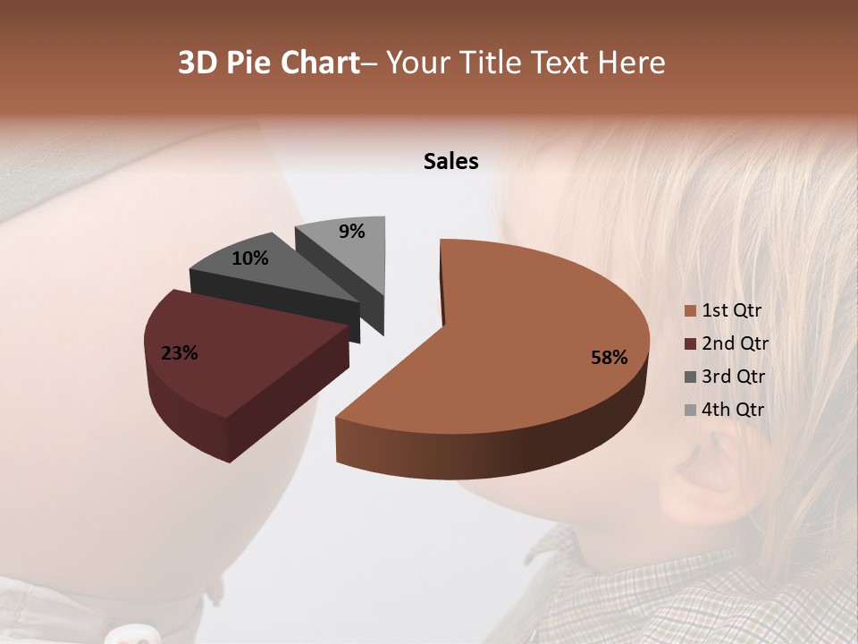 Little Boy Looking At His Mother's Belly. PowerPoint Template
