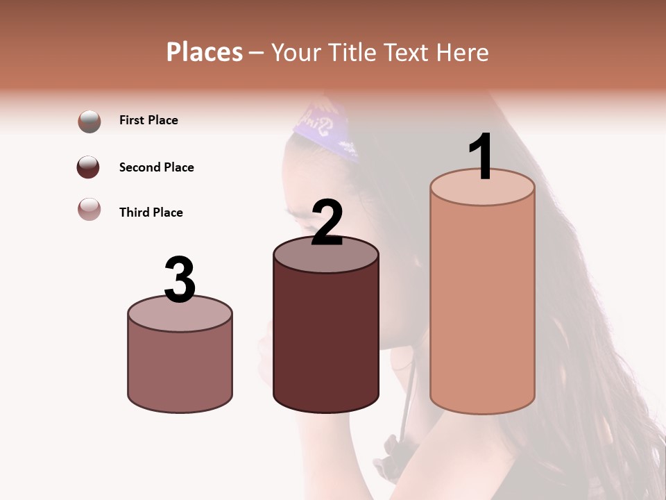 A Young Girl Coughing, Against White Background With Copy Space. PowerPoint Template