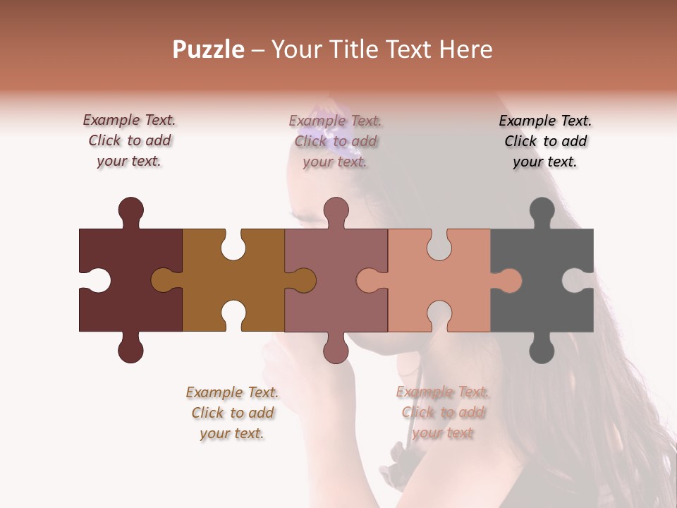 A Young Girl Coughing, Against White Background With Copy Space. PowerPoint Template