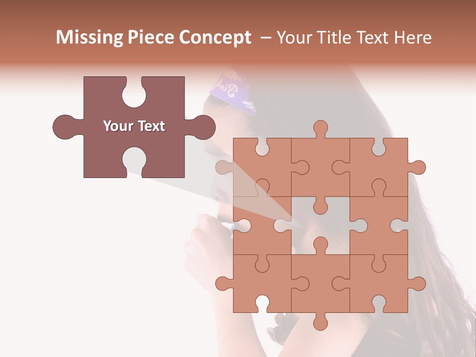 A Young Girl Coughing, Against White Background With Copy Space. PowerPoint Template