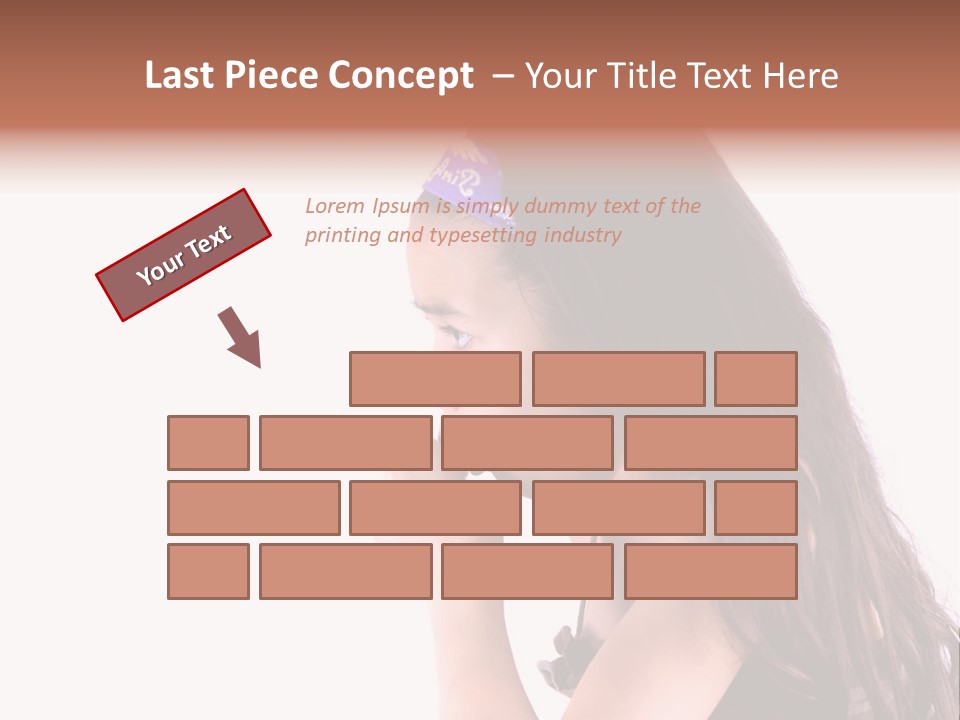 A Young Girl Coughing, Against White Background With Copy Space. PowerPoint Template