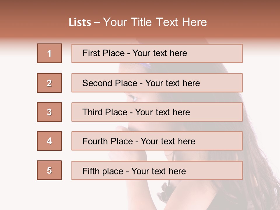 A Young Girl Coughing, Against White Background With Copy Space. PowerPoint Template