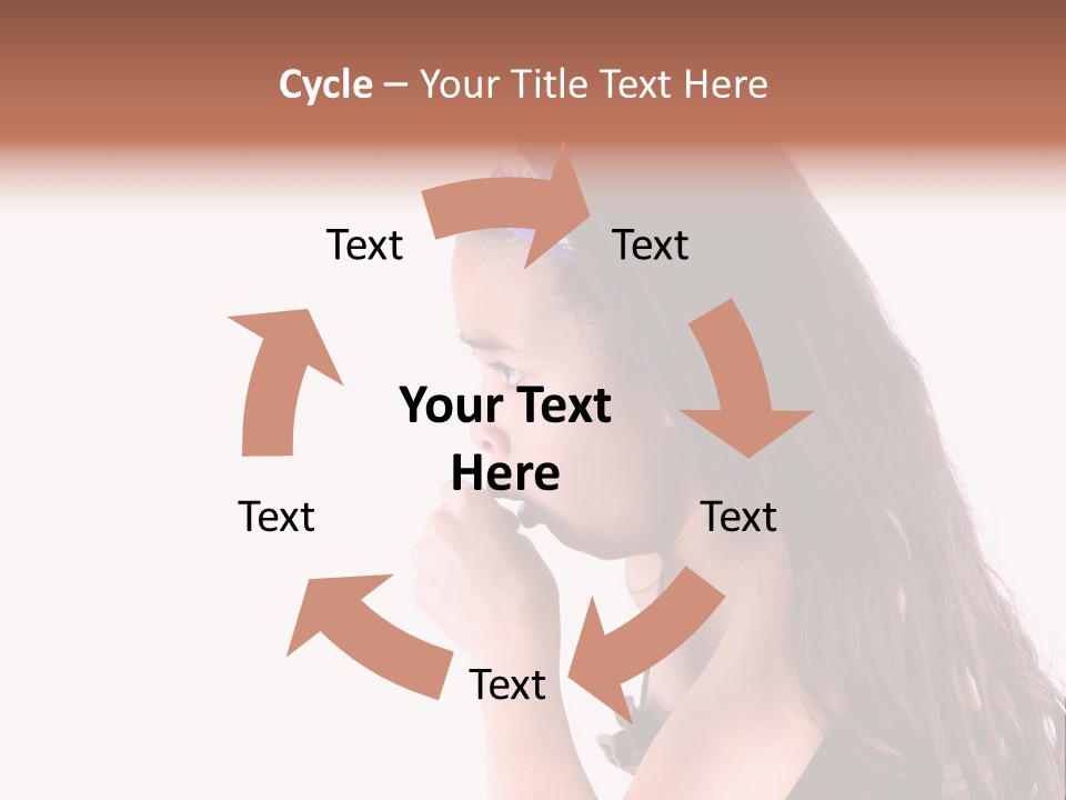 A Young Girl Coughing, Against White Background With Copy Space. PowerPoint Template