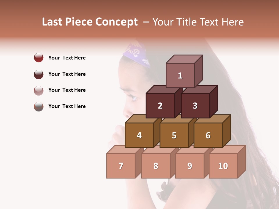 A Young Girl Coughing, Against White Background With Copy Space. PowerPoint Template