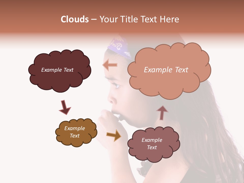 A Young Girl Coughing, Against White Background With Copy Space. PowerPoint Template