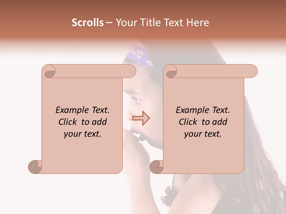 A Young Girl Coughing, Against White Background With Copy Space. PowerPoint Template