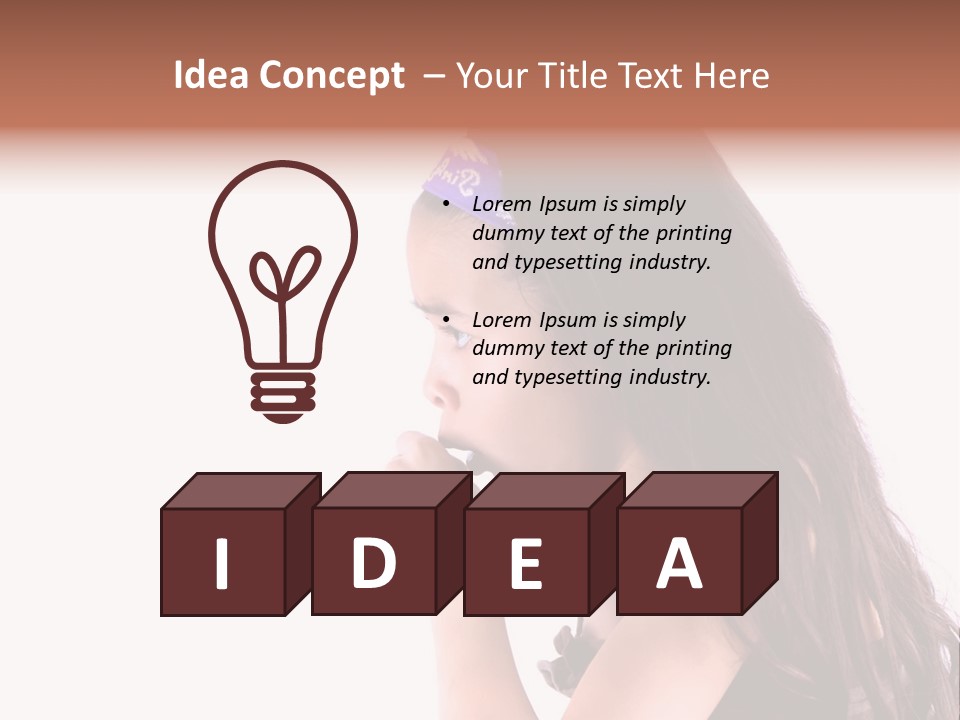 A Young Girl Coughing, Against White Background With Copy Space. PowerPoint Template