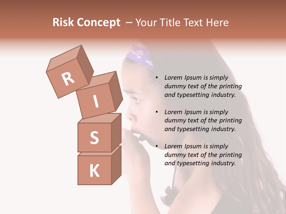 A Young Girl Coughing, Against White Background With Copy Space. PowerPoint Template