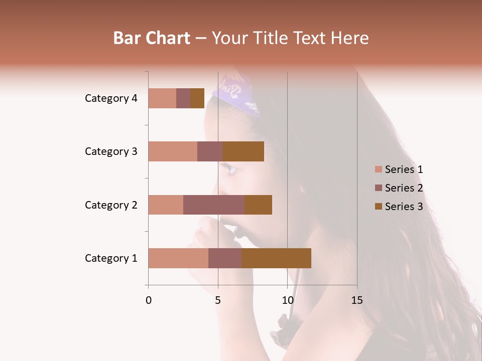 A Young Girl Coughing, Against White Background With Copy Space. PowerPoint Template