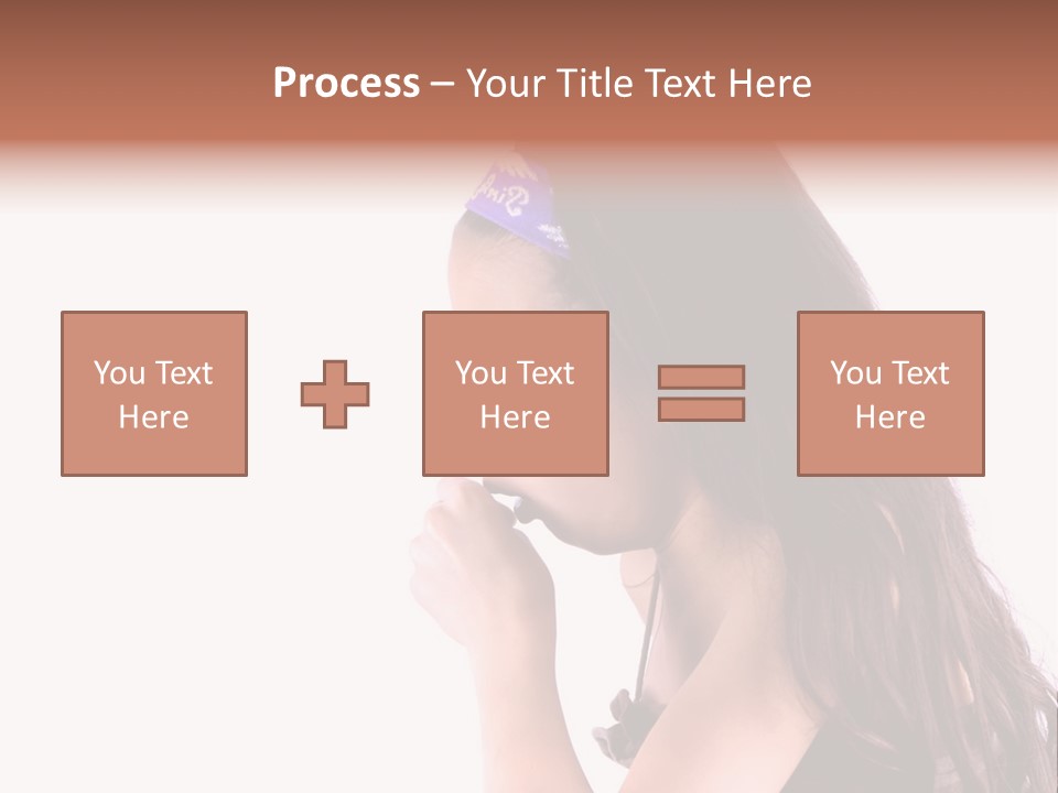 A Young Girl Coughing, Against White Background With Copy Space. PowerPoint Template