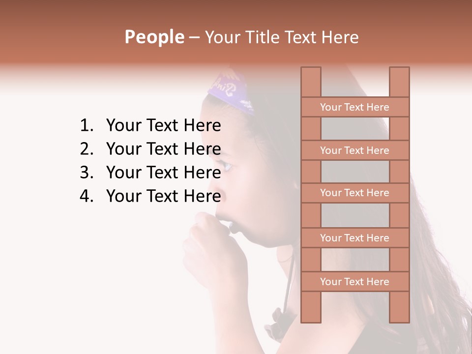 A Young Girl Coughing, Against White Background With Copy Space. PowerPoint Template