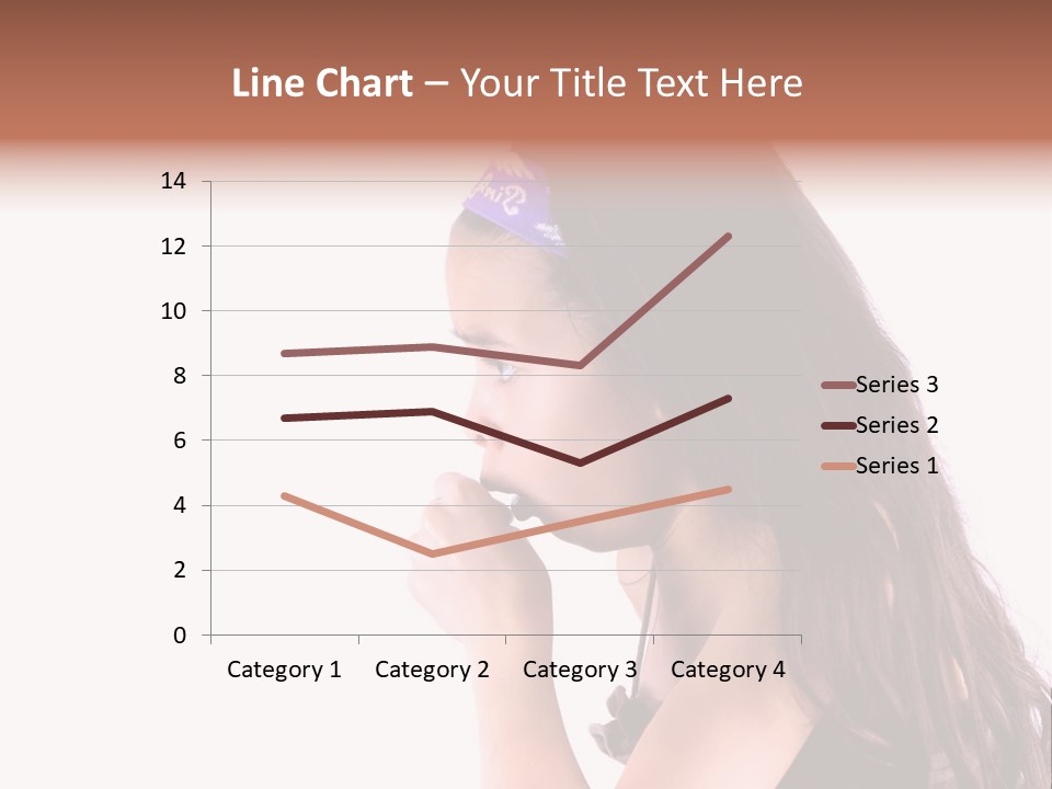 A Young Girl Coughing, Against White Background With Copy Space. PowerPoint Template