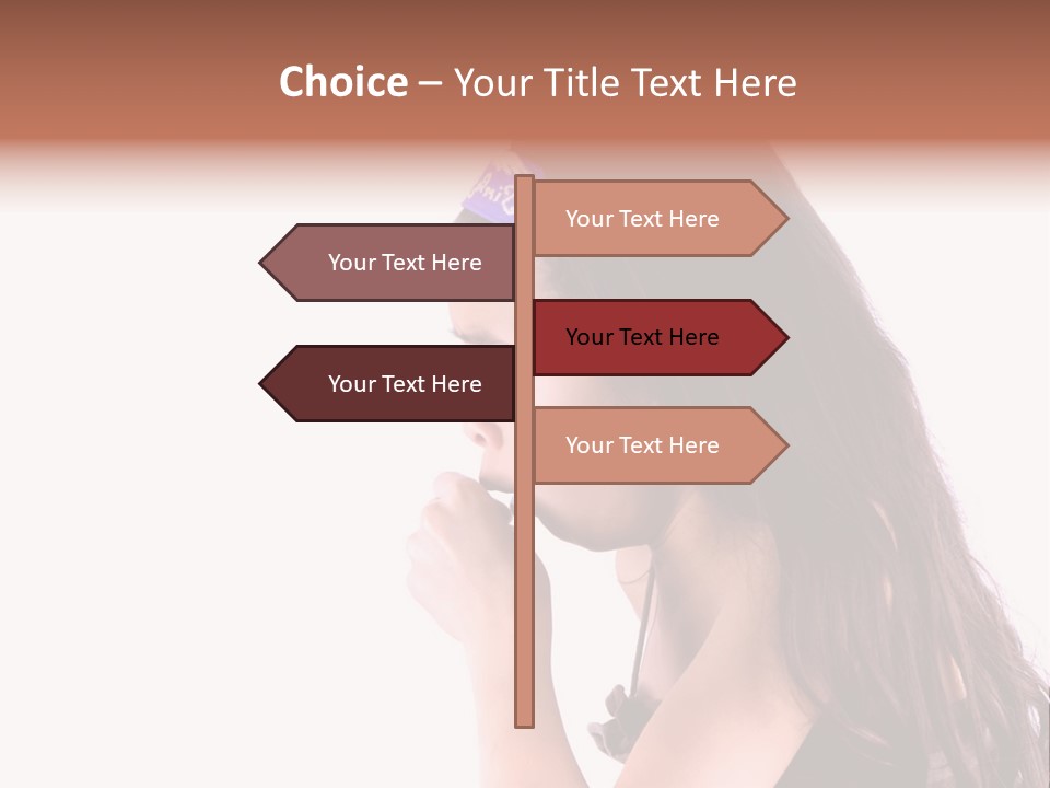 A Young Girl Coughing, Against White Background With Copy Space. PowerPoint Template