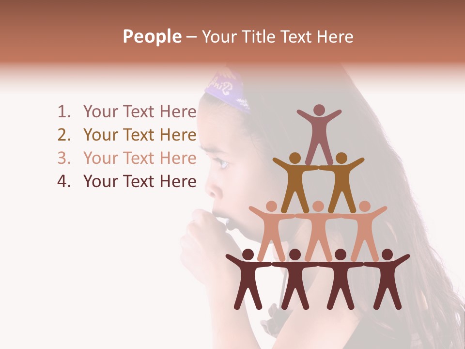 A Young Girl Coughing, Against White Background With Copy Space. PowerPoint Template