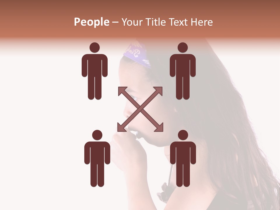 A Young Girl Coughing, Against White Background With Copy Space. PowerPoint Template