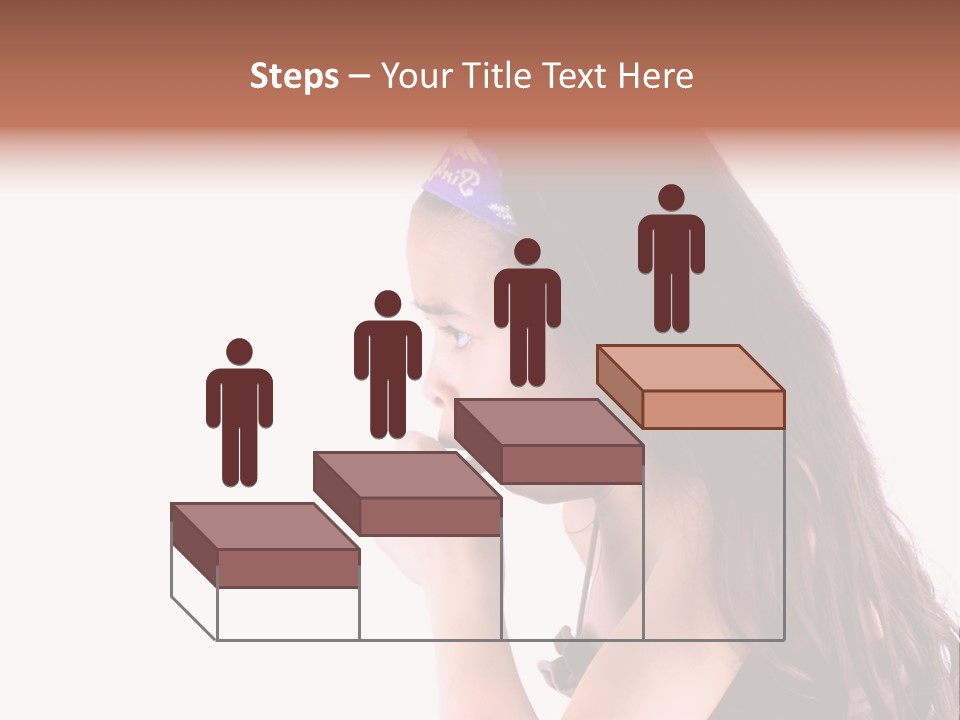 A Young Girl Coughing, Against White Background With Copy Space. PowerPoint Template