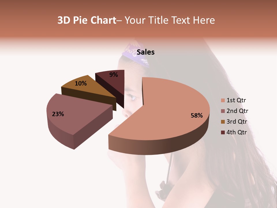 A Young Girl Coughing, Against White Background With Copy Space. PowerPoint Template