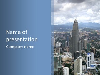 Aerial View Of The Landscape Around The Petronas Twin Towers In Kuala Lumpur, Malaysia. PowerPoint Template