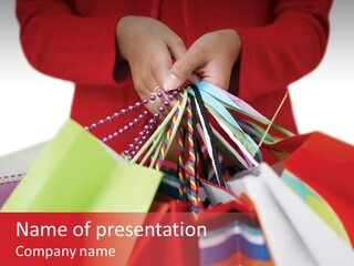 A Woman Holding Several Colorful Shopping Bags PowerPoint Template