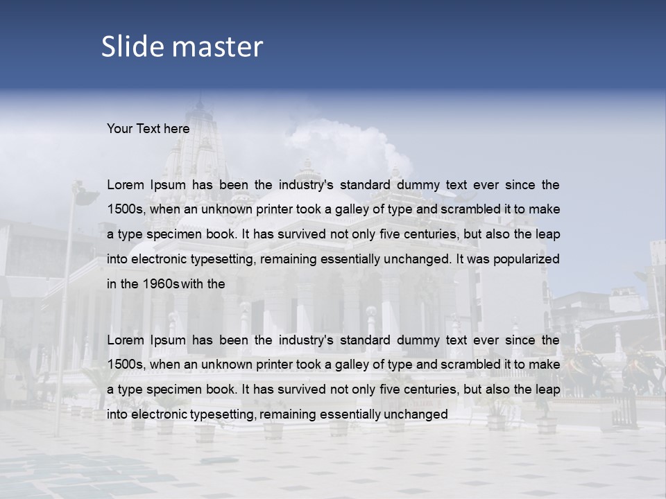 A Large White Building With A Fountain In Front Of It PowerPoint Template