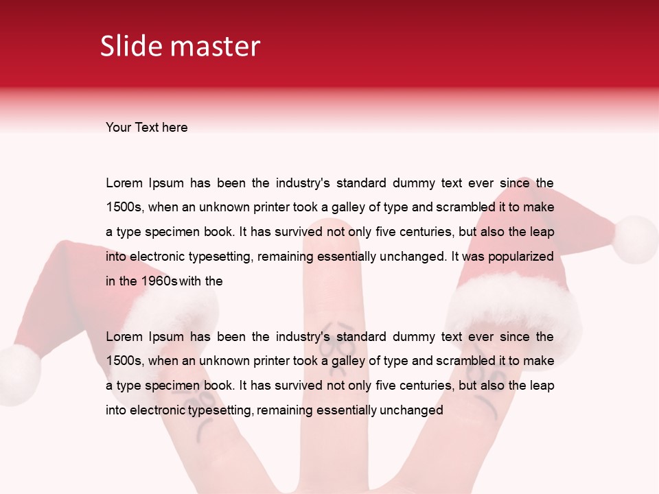 Fingers Dressed In Santa-Claus Red-White Hats PowerPoint Template