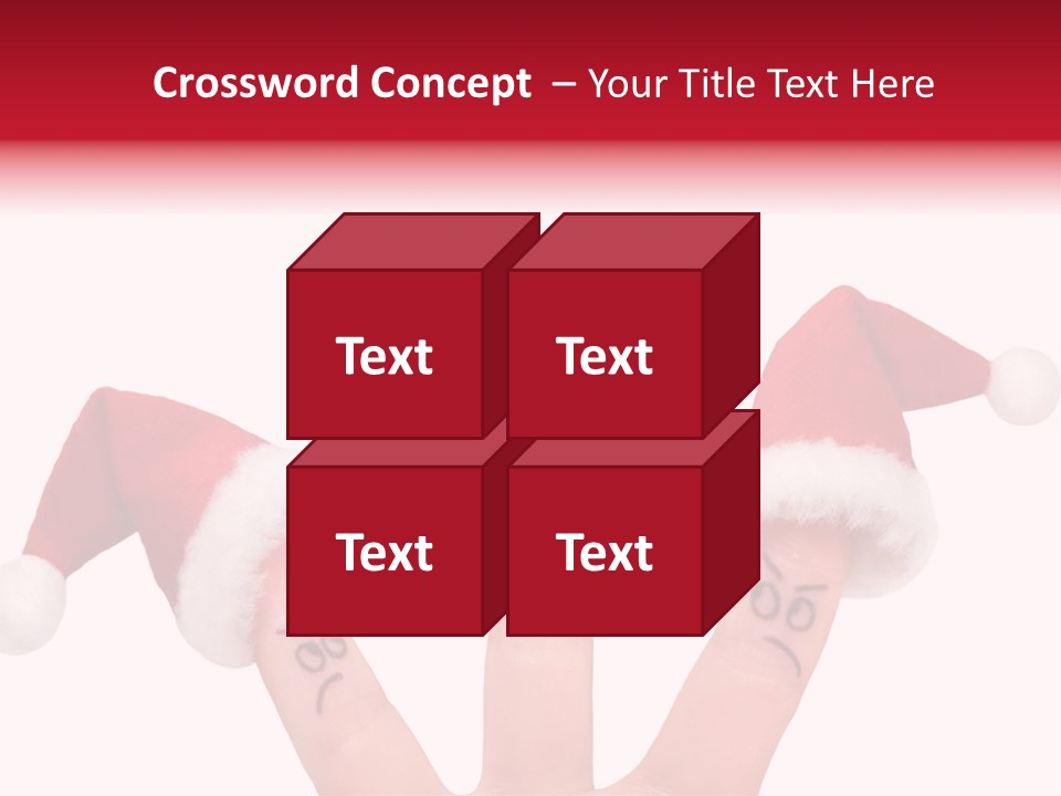 Fingers Dressed In Santa-Claus Red-White Hats PowerPoint Template