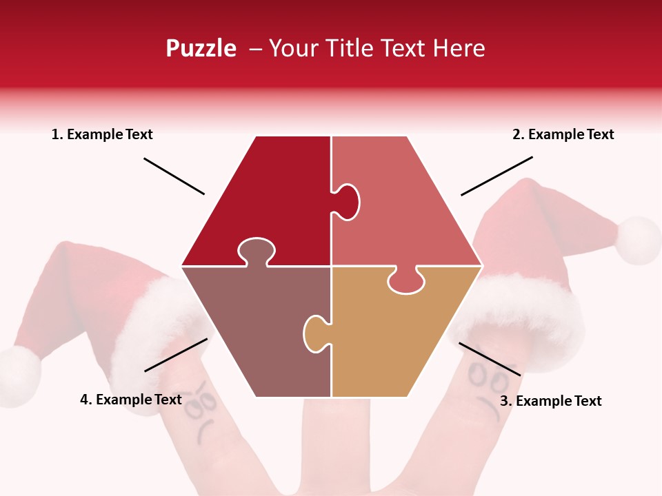 Fingers Dressed In Santa-Claus Red-White Hats PowerPoint Template