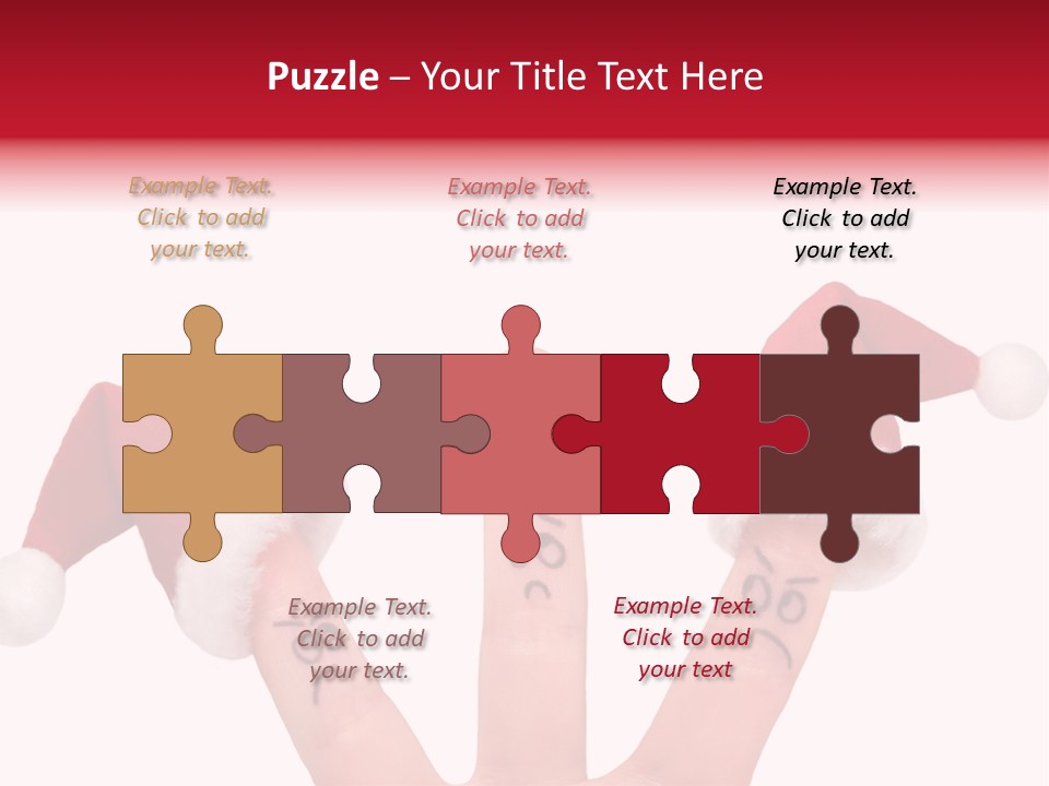 Fingers Dressed In Santa-Claus Red-White Hats PowerPoint Template