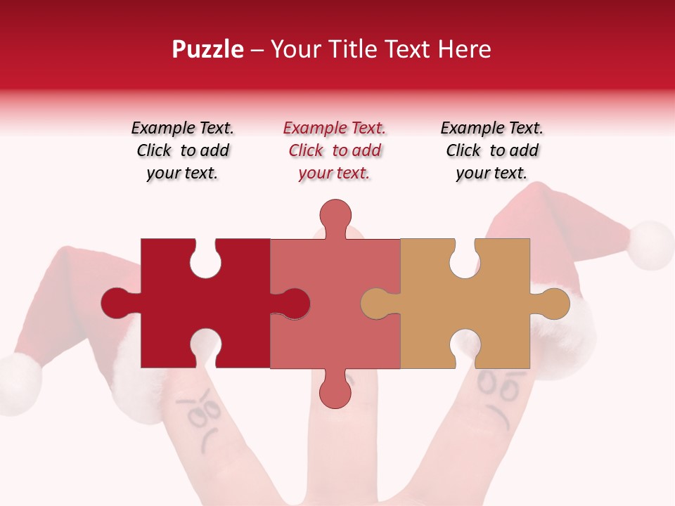 Fingers Dressed In Santa-Claus Red-White Hats PowerPoint Template