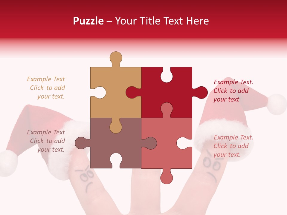 Fingers Dressed In Santa-Claus Red-White Hats PowerPoint Template