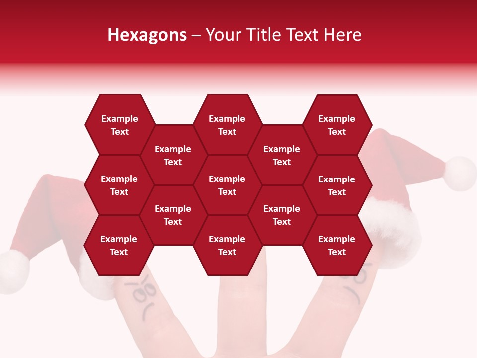 Fingers Dressed In Santa-Claus Red-White Hats PowerPoint Template