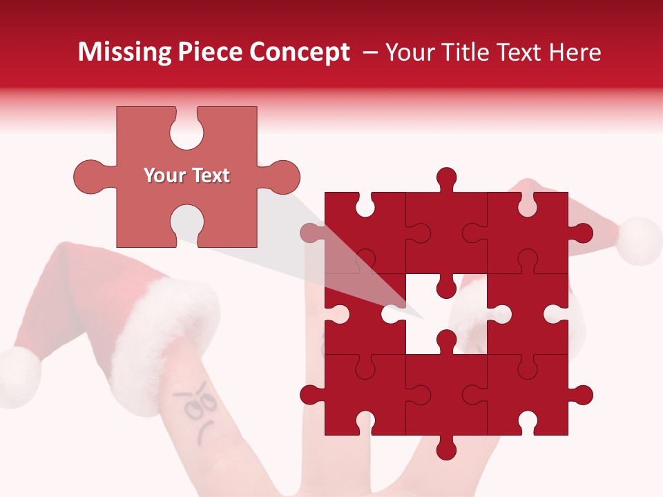 Fingers Dressed In Santa-Claus Red-White Hats PowerPoint Template