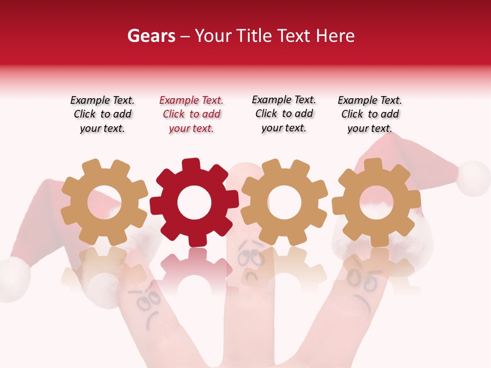 Fingers Dressed In Santa-Claus Red-White Hats PowerPoint Template