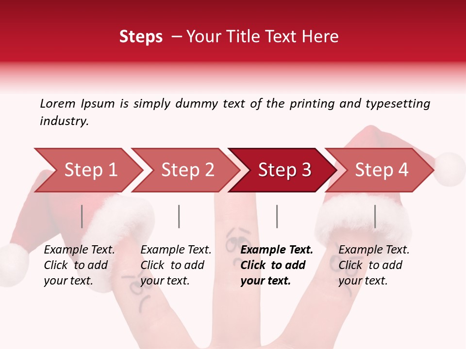 Fingers Dressed In Santa-Claus Red-White Hats PowerPoint Template