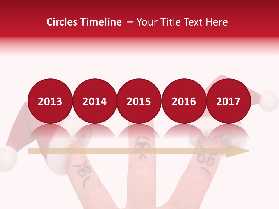 Fingers Dressed In Santa-Claus Red-White Hats PowerPoint Template