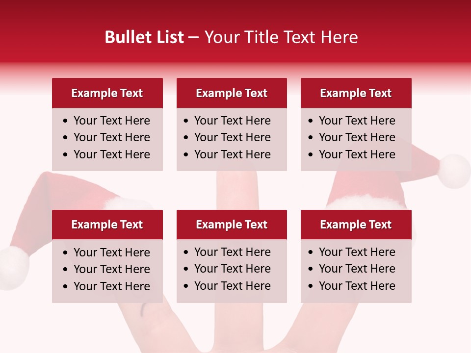 Fingers Dressed In Santa-Claus Red-White Hats PowerPoint Template