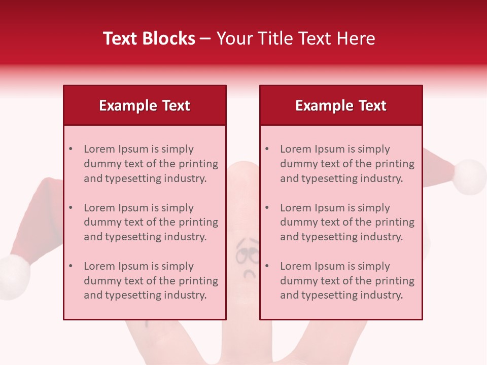 Fingers Dressed In Santa-Claus Red-White Hats PowerPoint Template