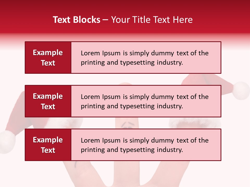 Fingers Dressed In Santa-Claus Red-White Hats PowerPoint Template