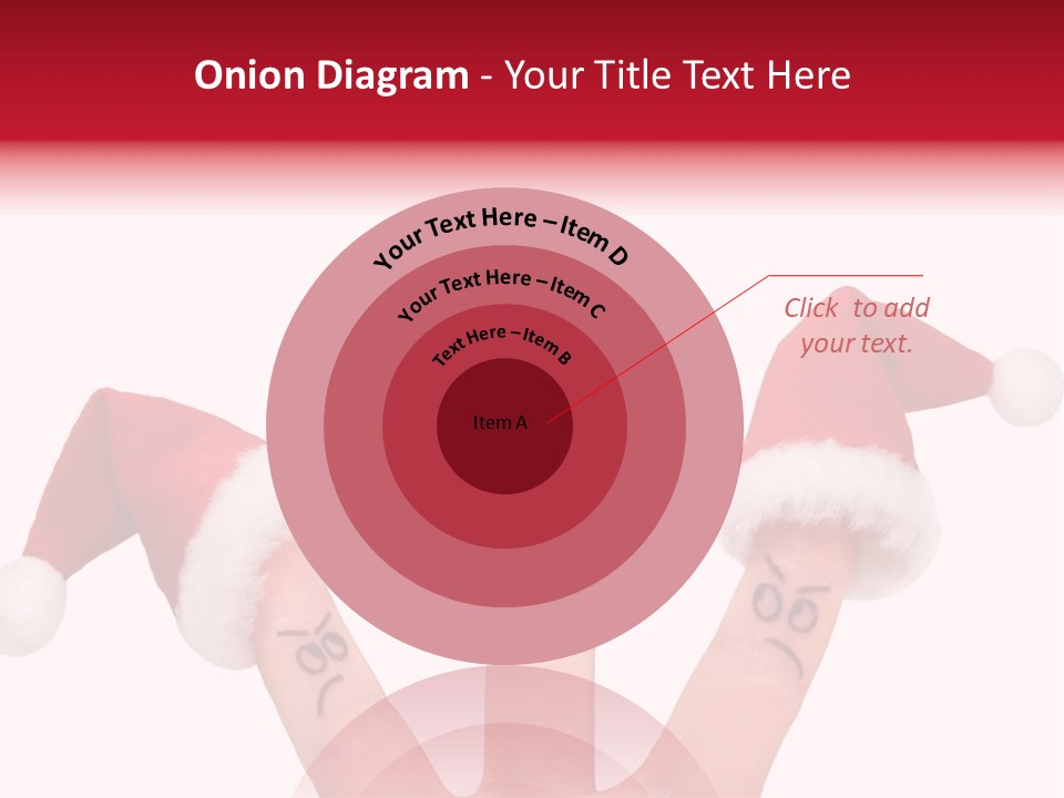 Fingers Dressed In Santa-Claus Red-White Hats PowerPoint Template