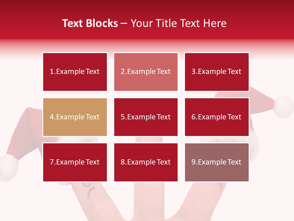Fingers Dressed In Santa-Claus Red-White Hats PowerPoint Template