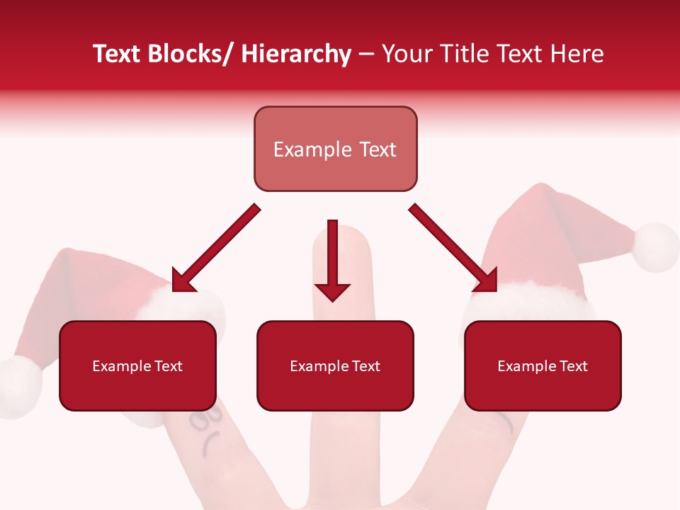 Fingers Dressed In Santa-Claus Red-White Hats PowerPoint Template