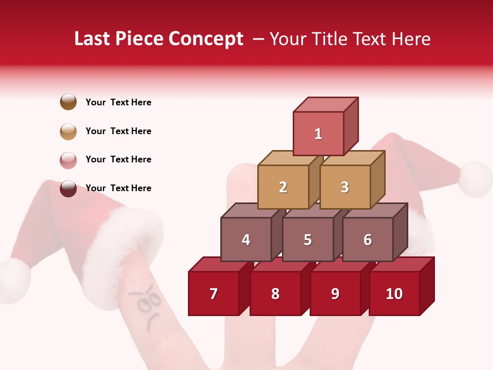Fingers Dressed In Santa-Claus Red-White Hats PowerPoint Template