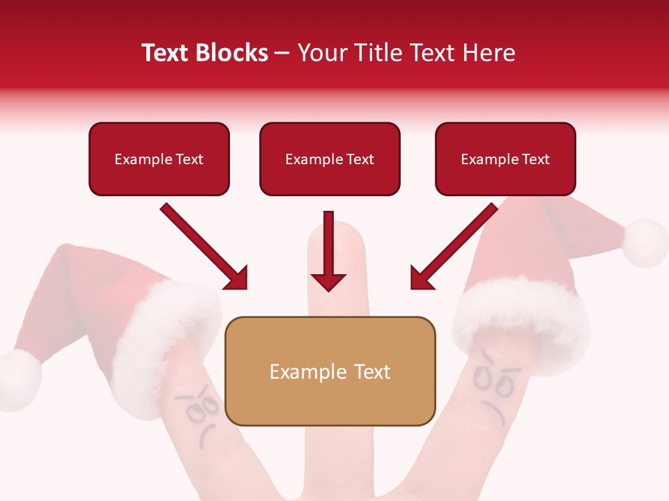Fingers Dressed In Santa-Claus Red-White Hats PowerPoint Template
