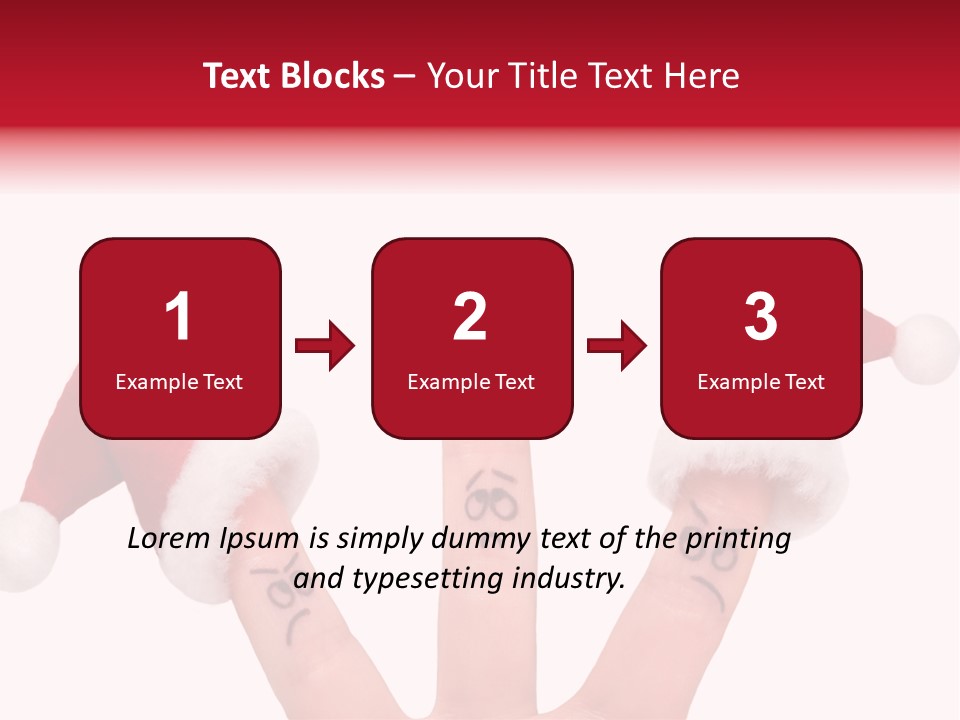 Fingers Dressed In Santa-Claus Red-White Hats PowerPoint Template