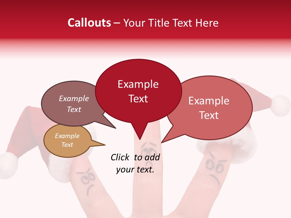 Fingers Dressed In Santa-Claus Red-White Hats PowerPoint Template
