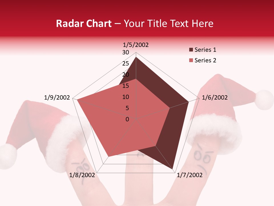 Fingers Dressed In Santa-Claus Red-White Hats PowerPoint Template